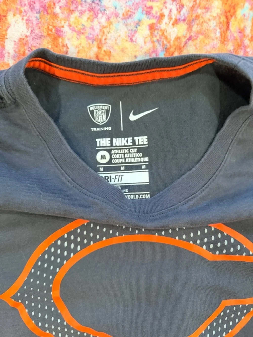 Nike Dri-FIT Chicago Bears T-Shirt Men’s Medium NFL Navy Orange Athletic Tee